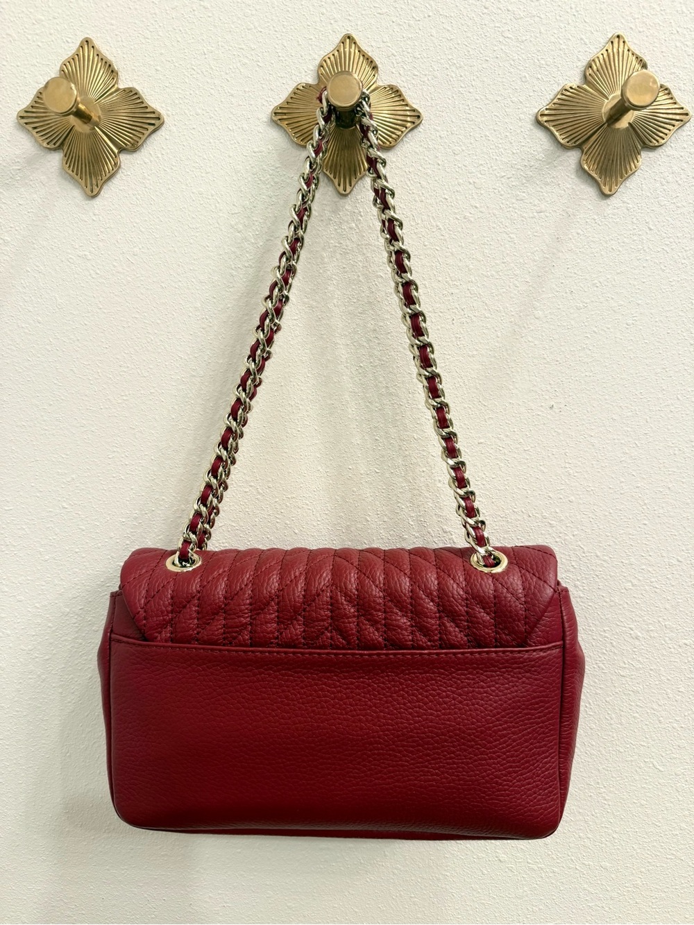 KARL LAGERFELD Quilted Red Leather Chain Shoulder Bag - Picture 2 of 10
